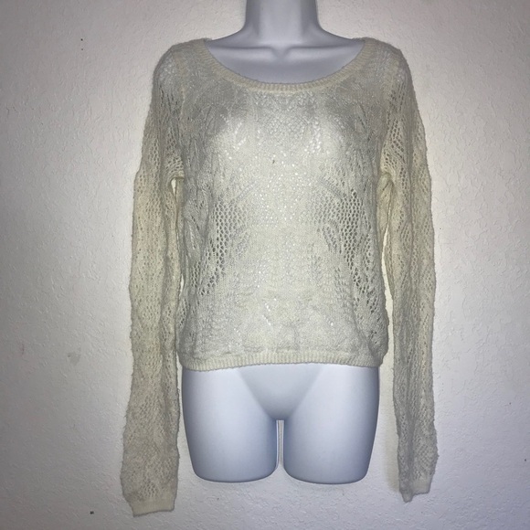 Frenchi Crop Open Weave Sweater M - Picture 2 of 6